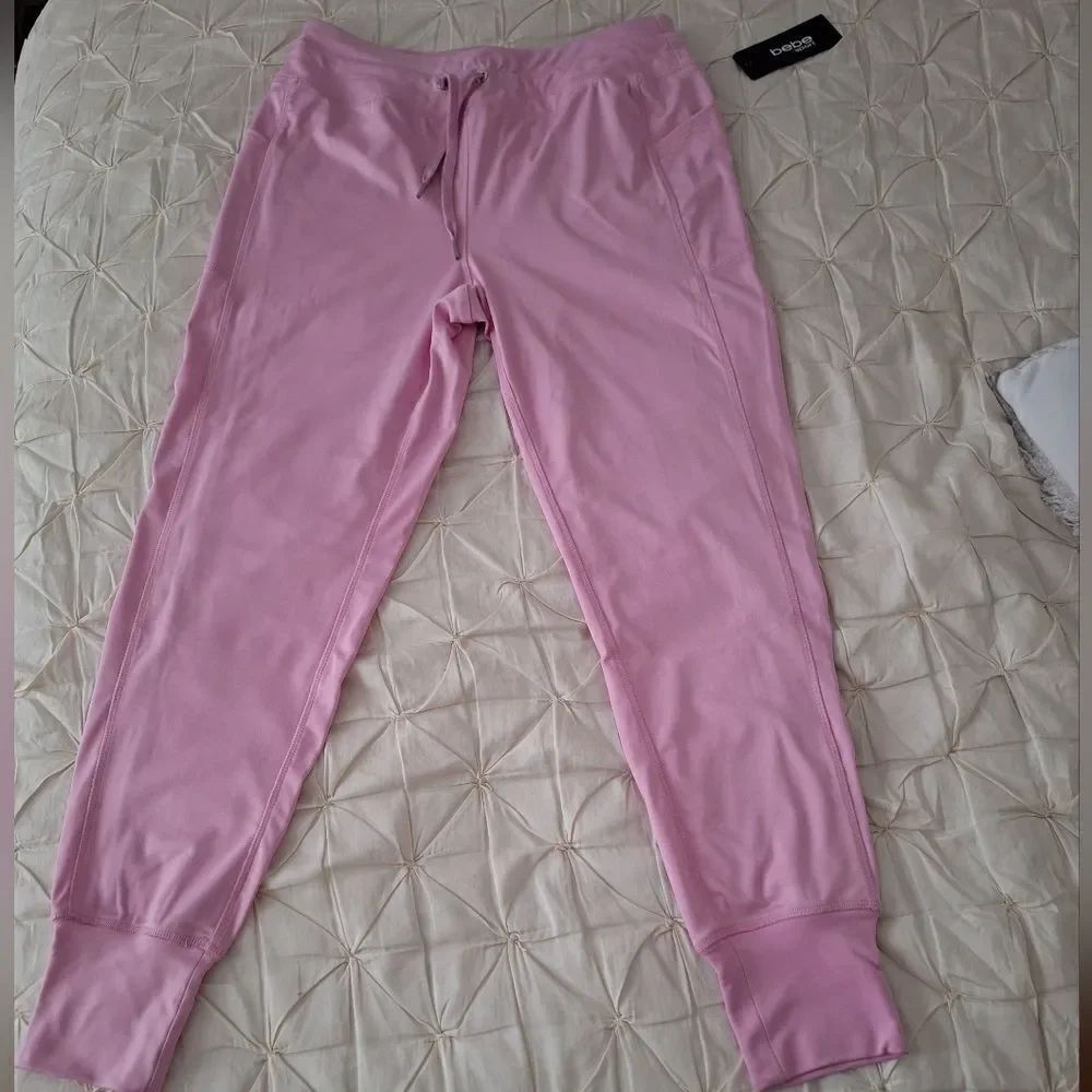 NWT Bebe Sport M pink/lavender jogger stretch pants